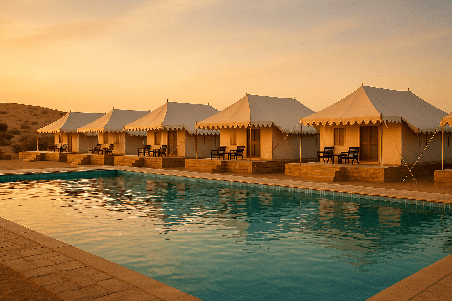 Experience a Desert Camp with Swimming Pool Near Jaisalmer — Jaisalmer travel photo